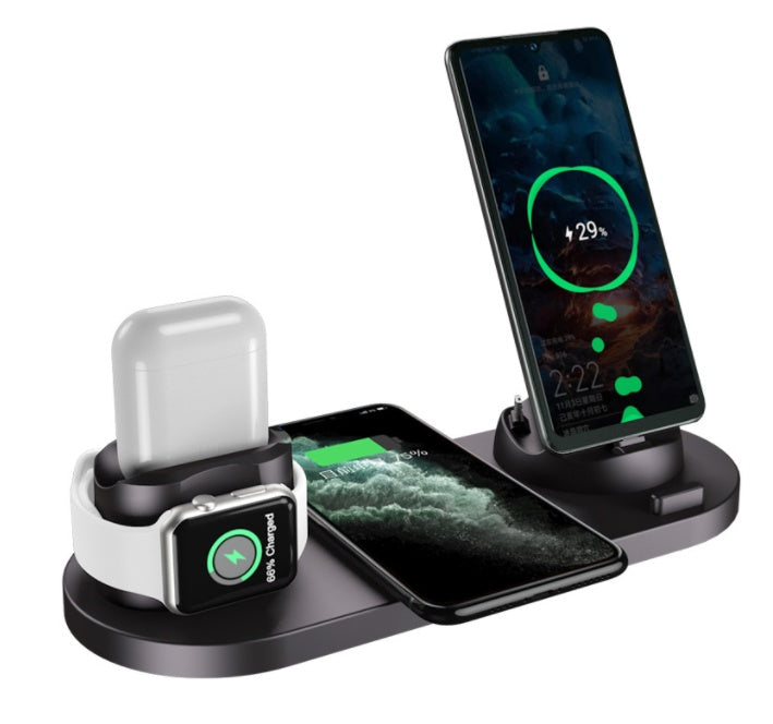 6-in-1 Wireless Fast Charging Dock Station for iPhone, Apple Watch & AirPods – Multi-Device Charging Pad