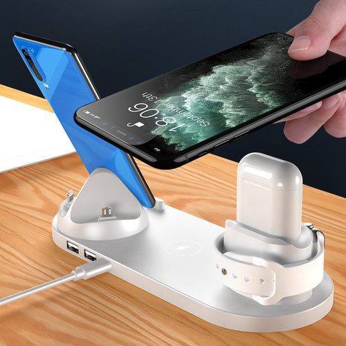 6-in-1 Wireless Fast Charging Dock Station for iPhone, Apple Watch & AirPods – Multi-Device Charging Pad