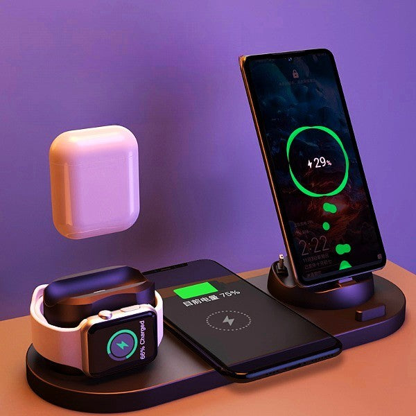 6-in-1 Wireless Fast Charging Dock Station for iPhone, Apple Watch & AirPods – Multi-Device Charging Pad
